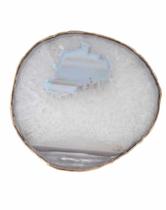 Base Bandeja Platter 21x20 em pedra Agata natural branca