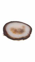 Base Bandeja Platter em pedra Agata natural branca e ambar 24x22cm
