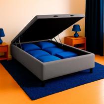 Base Baú Casal Suede Cinza PoliConfort 138x188x39