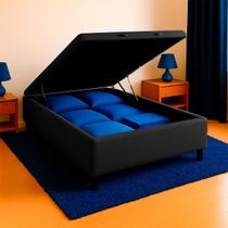 Base Baú Casal Suede Preto PoliConfort 138x188x39