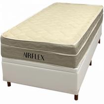 Base Baú em material sintético com Colchão Airflex Solteiro com Molas Ensacadas 67x188x88cm Bio Flex Cor Branco
