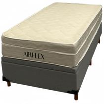 Base Baú em material sintético com Colchão Airflex Solteiro com Molas Ensacadas 67x188x88cm Bio Flex Cor Cinza