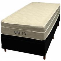 Base Baú em material sintético com Colchão Airflex Solteiro com Molas Ensacadas 67x188x88cm Bio Flex Cor Preto