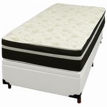 Base Baú em material sintético com Colchão Bio Classic Solteiro com Molas Ensacadas 67x188x88cm Bio Flex Cor Branco