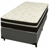 Base Baú em material sintético com Colchão Bio Classic Solteiro com Molas Ensacadas 67x188x88cm Bio Flex Cor Cinza