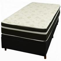 Base Baú em material sintético com Colchão Bio Classic Solteiro com Molas Ensacadas 67x188x88cm Bio Flex Cor Preto