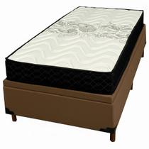 Base Baú em material sintético com Colchão Pasquale D45 Solteiro 60x188x88cm Paropas Cor Marrom
