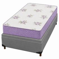 Base Baú em material sintético com Colchão Physical Super Resistente Solteiro 88x188x53cm Ortobom Cor Cinza