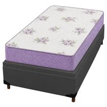 Base Baú em material sintético com Colchão Physical Super Resistente Solteiro 88x188x53cm Ortobom Cor Preto