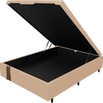 Base Baú Kwid Casal em Linho 41x138x188 Dream House Cor Bege