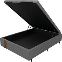 Base Baú Kwid Casal em Linho 41x138x188 Dream House Cor Cinza