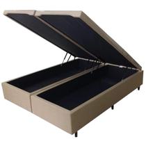 Base Baú Kwid Queen em Linho 41x158x198cm Dream House Cor Bege