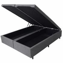 Base Baú Kwid Queen em Linho 41x158x198cm Dream House Cor Cinza Base Baú Kwid Queen em Linho 41x158x198cm Dream House Cor Cinza