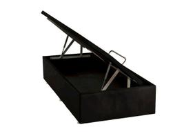 Base Baú Meio Casal Conceito Suede Preto (108x198x037)