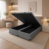 Base Baú Queen Suede 158x197x35cm Smart Cinza Base Baú Queen Suede 158x197x35cm Smart Cinza