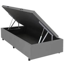 Base Baú Solteiro em Veludo 36x88x188cm Alto Nivel Cor Cinza Base Baú Solteiro em Veludo 36x88x188cm Alto Nivel Cor Cinza