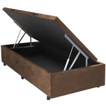 Base Baú Solteiro em Veludo 36x88x188cm Alto Nivel Cor Marrom Base Baú Solteiro em Veludo 36x88x188cm Alto Nivel Cor Marrom