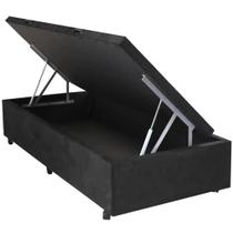 Base Baú Solteiro em Veludo 36x88x188cm Alto Nivel Cor Preto