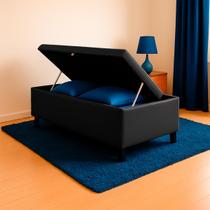 Base Baú Solteiro Suede Preto PoliConfort 88x188x39 Base Baú Solteiro Suede Preto PoliConfort 88x188x39