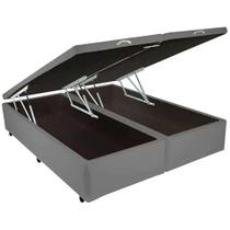 Base Bipartida Baú Casal em Suede 41x188x138 Universal Blindado Cor Cinza