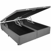 Base Bipartida Baú King em Suede Universal 41x203x193 Blindado Cor Cinza Base Bipartida Baú King em Suede Universal 41x203x193 Blindado Cor Cinza