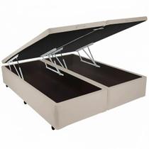 Base Bipartida Baú Queen em Veludo Universal 41x198x158 Blindado Cor Bege