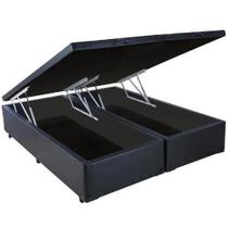 Base Bipartida Baú Queen em Veludo Universal 41x198x158 Blindado Cor Preto
