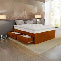 Base Box 4 Gavetões Casal Madeira Maciça Alto Padrão Cor Avelã