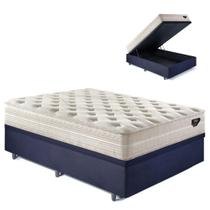 Base Box Baú 138x188 Suede Preto com Colchão Dual Firm