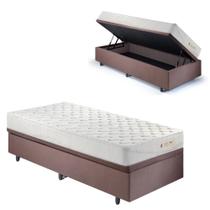 Base Box Baú 88x188 Suede Marrom com Colchão Ecoline D33 Base Box Baú 88x188 Suede Marrom com Colchão Ecoline D33