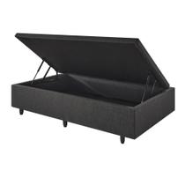 Base Box Baú 96x203x34 Solteirão cm Linho Cinza Base Box Baú 96x203x34 Solteirão cm Linho Cinza