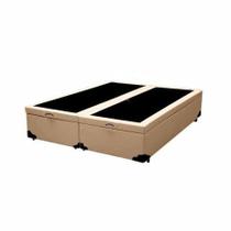 Base Box Baú Bipartido Casal Sintético Bege 40x138x188 Serra Negra