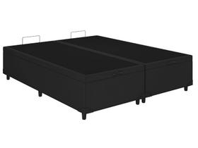 Base Box Baú Bipartido King Blindado material sintético Linhão Preto 36X192X203 AN