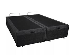 Base Box Baú Bipartido King Blindado Suede Preto 36X192X203 AN