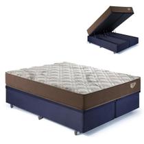 Base Box Baú Bipartido Queen 158x198 Suede Preto com Colchão Relax Adorabile Molas Ensacadas