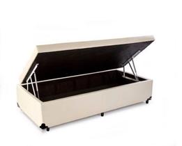 Base Box Baú Blindado Solteiro AColchoes Sintético Bege 41x88x188