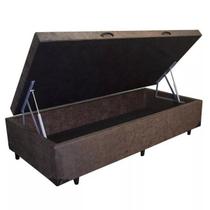 Base Box Baú Blindado Solteiro AColchoes Suede Marrom 49x88x188