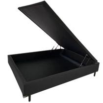 Base Box Baú Carioca Casal Tecido Suede 30x138x188 Bio Flex Cor Preto