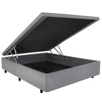 Base Box Baú Casal 138x188 Linhão Cinza