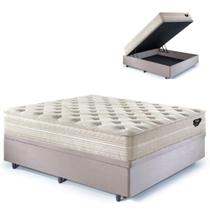 Base Box Baú Casal 138x188 Suede Bege com Colchão Audaz Molas Ensacadas Base Box Baú Casal 138x188 Suede Bege com Colchão Audaz Molas Ensacadas