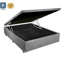 Base Box Baú Casal Belos Sonhos Sintético Cinza 41x138x188