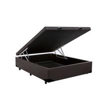 Base Box Baú Casal Belos Sonhos Sintético Marrom 49x138x188