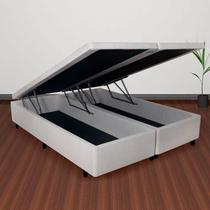 Base Box Baú Casal Bipartido 138x188x42cm material sintético com Pistão a Gás