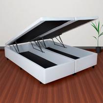 Base Box Baú Casal Bipartido 138x188x42cm material sintético com Pistão a Gás Base Box Baú Casal Bipartido 138x188x42cm material sintético com Pistão a Gás
