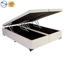 Base Box Baú Casal Bipartido Belos Sonhos Sintético Bege 49x138x188