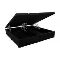 Base Box Baú Casal Bipartido Belos Sonhos Suede Preto 49x138x188