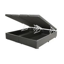 Base Box Baú Casal Bipartido Cinza Sintético 138x188