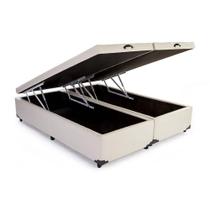 Base Box Baú Casal Bipartido Mja Móveis Sintético Bege 39x138x188