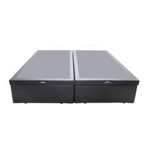 Base Box Baú Casal Bipartido Santo Box Sintético Cinza 47x138x188 Base Box Baú Casal Bipartido Santo Box Sintético Cinza 47x138x188