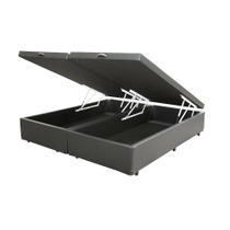Base Box Baú Casal Bipartido Sintético Cinza:Cinza